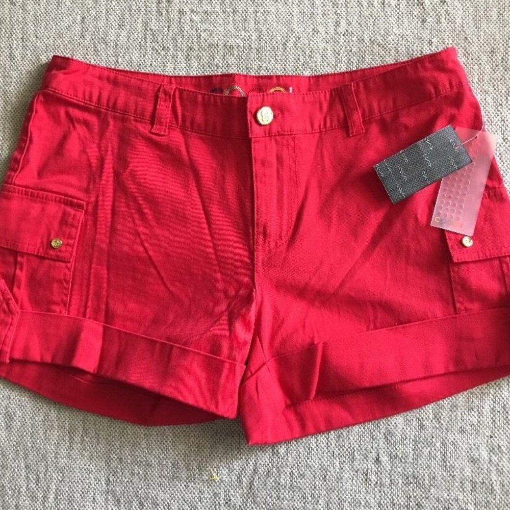 COOGI Womens Red‎ Shorts Logo Back Sz 7/8 NWT